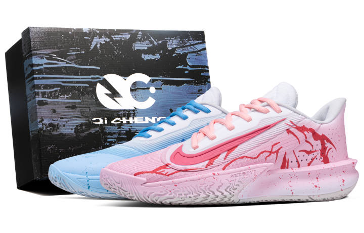 Nike Nike Precision 7 Low top Basketball Shoes Men's Pink Blue