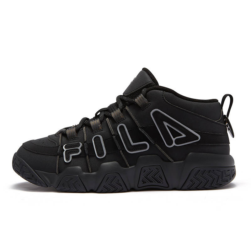 FILA FUSION BUSTER Puffy Shoes Abrasion Resistant Thermal Mid top Vintage Basketball Shoes Men's Black