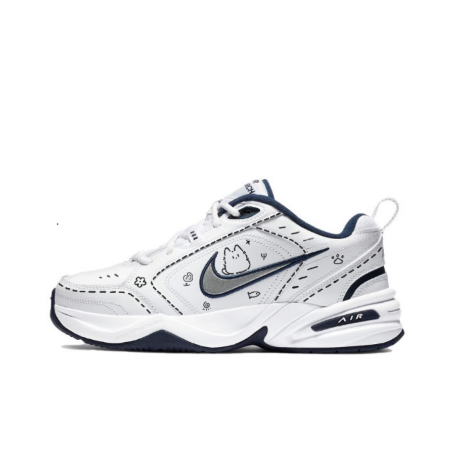 Nike Nike Air Monarch 4 Slip Resistant, Abrasion Resistant, Height Increasing Low top Chunky Sneakers Unisex White Blue
