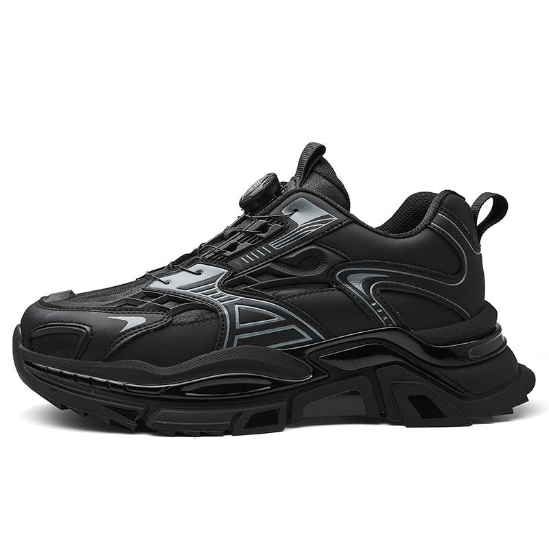 JEEP SPIRIT Black Armor Fashion Low top Casual Chunky Sneakers Men's Magic Black