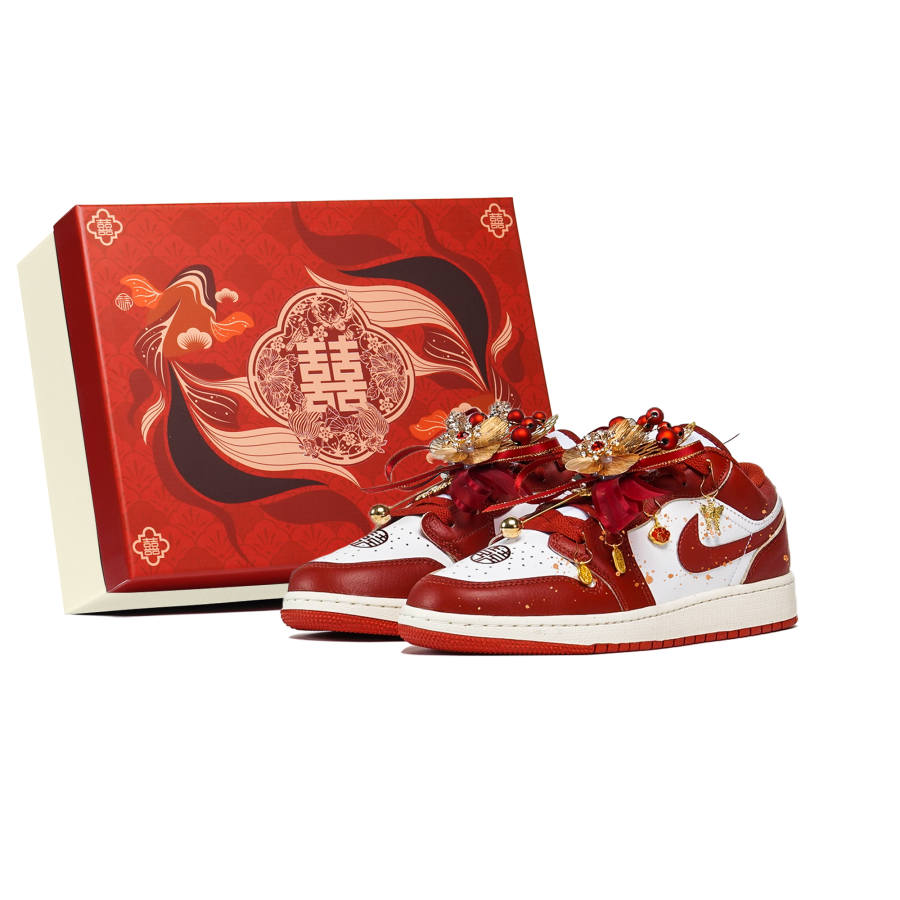 Jordan Jordan Air Jordan 1 Horse Year Limited, Newlywed Couple Wedding Shoes Abrasion Resistant Abrasion Resistant Low top