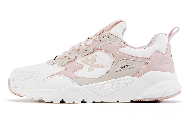 XTEP Slip Resistant, Abrasion Resistant, Breathable, Lightweight Low top Chunky Sneakers Women's White Beige Pink