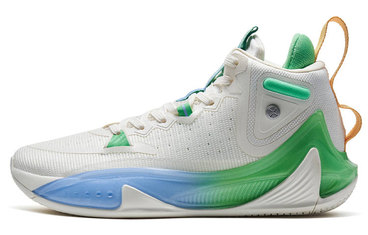 XTEP Flying Shark 2 Game Ready High top Basketball Shoes Men's Sail White Like Pink Green