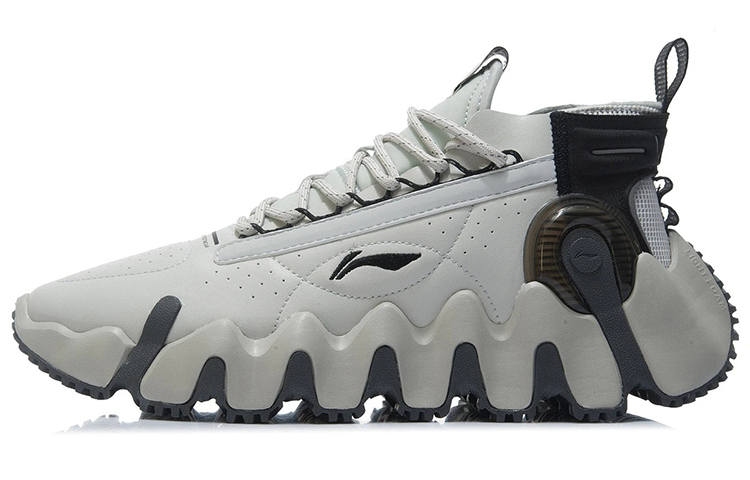 Li-Ning Li Ning Textile, Synthetic Leather Cushioning Slip Resistant Low top Vintage Basketball Shoes Men's Antarctic Gray