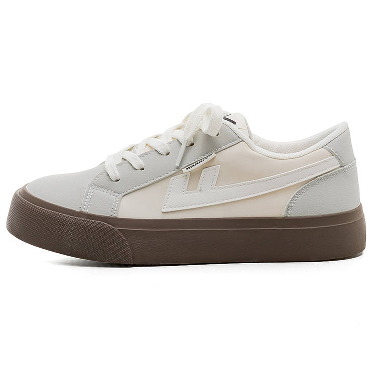 WARRIOR Breathable And Slip Resistant Breathable And Slip Resistant Low top Canvas Shoes Women's Beige Gray