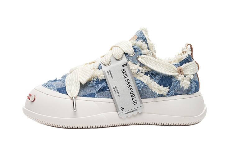 SMILEREPUBLIC Open Ended Smiling Collection Low top Canvas Shoes Unisex Blue