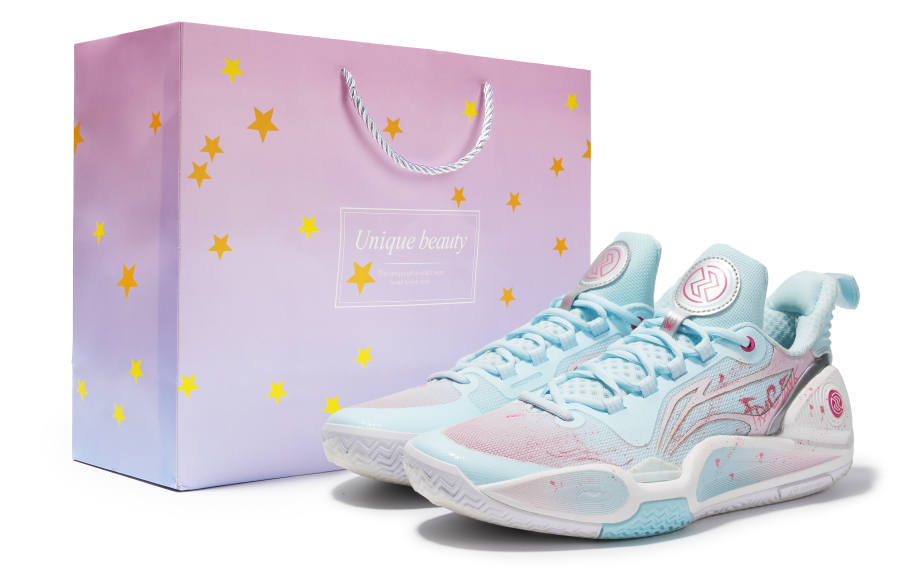 Li-Ning Li Ning Speed 9 Cushioning Slip Resistant Abrasion Resistant Support Low top Basketball Shoes Men's Blue Pink