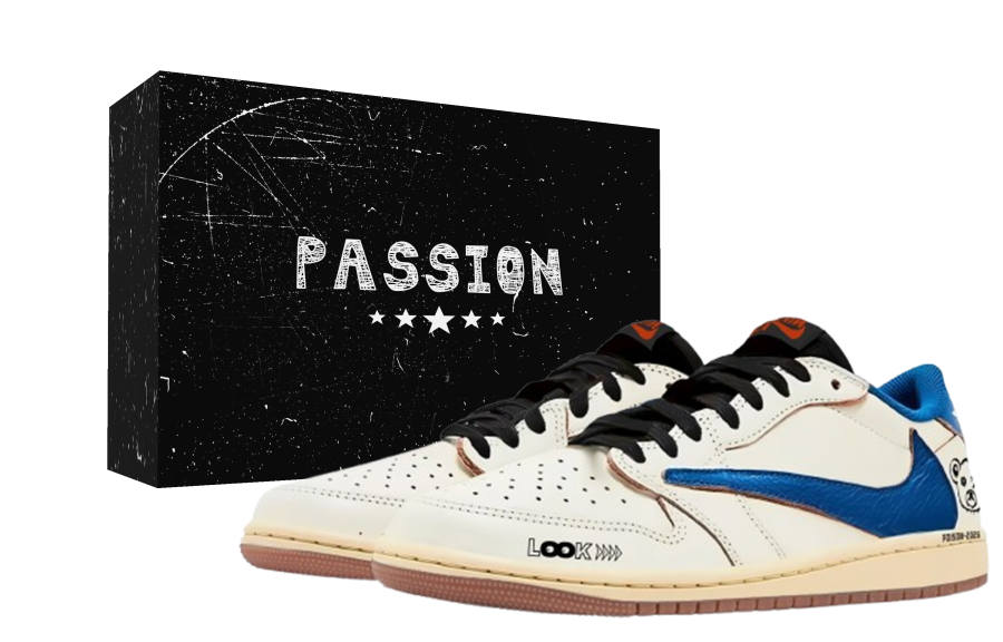 Jordan Travis Scott x Jordan Air Jordan 1 Cute Blue White Hook Box Abrasion Resistant Breathable Abrasion Resistant Breathable
