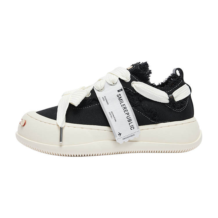 SMILEREPUBLIC Open Ended Smiling Collection Low top Canvas Shoes Unisex Black