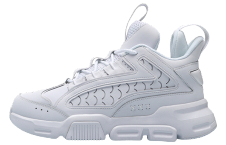Li-Ning LiNing Hanjia National Treasure Shock Absorbers Slip Resistant Abrasion Resistant Mid Top Basketball Shoes Men's White