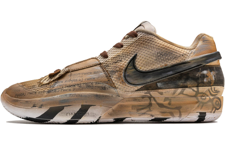 Nike Nike Ja 1 Fabric Abrasion Resistant Abrasion Resistant Low top Basketball Shoes Men's Black Brown