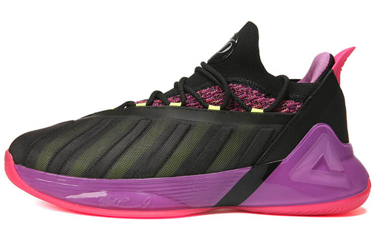 PEAK Parker Seven Cushioning Slip Resistant Abrasion Resistant Mid top Basketball Shoes Men's Lakers Purple