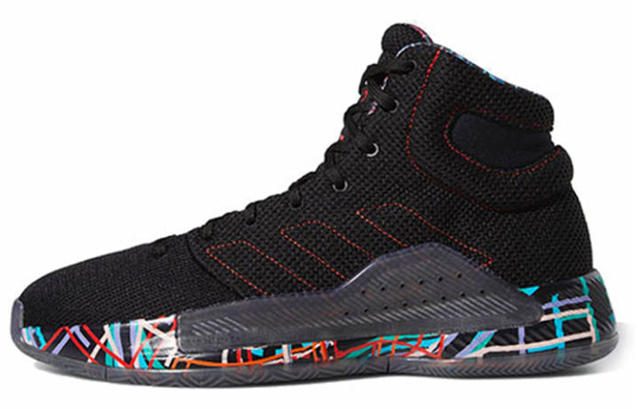 Adidas Adidas Pro Bounce Madness 2019 Graffiti Cushioning Slip Resistant Mid top Basketball Shoes Men's Black