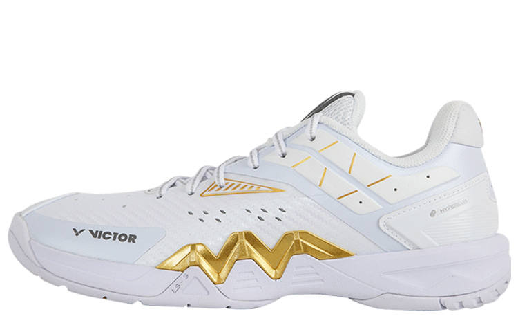 VICTOR 8500Ⅱ Cushioning Slip Resistant Abrasion Resistant Low top Badminton Shoes Unisex White Gold