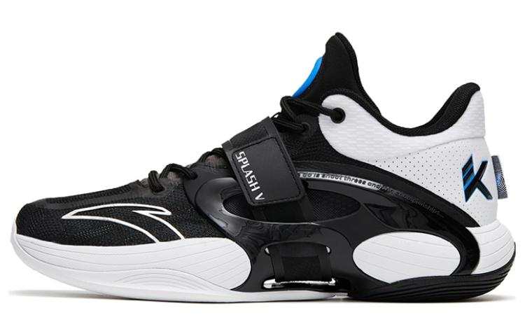 Anta KT SPLASH V Orca Cushioning Slip Resistant Abrasion Resistant Mid top Basketball Shoes Men's Black White