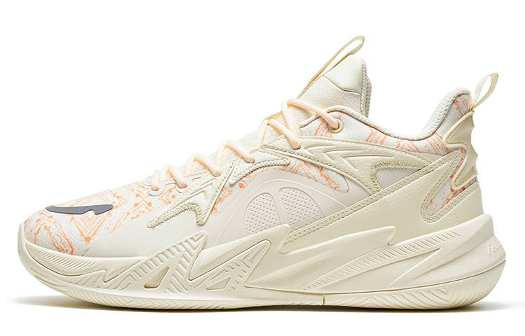XTEP Reverse 1 V2 Slip Resistant Abrasion Resistant Low top Basketball Shoes Men's Beige Orange