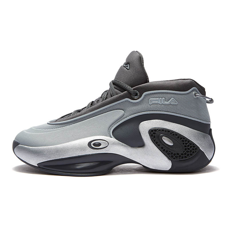 FILA FUSION Abrasion Resistant Mid top Vintage Basketball Shoes Men's Castle Gray