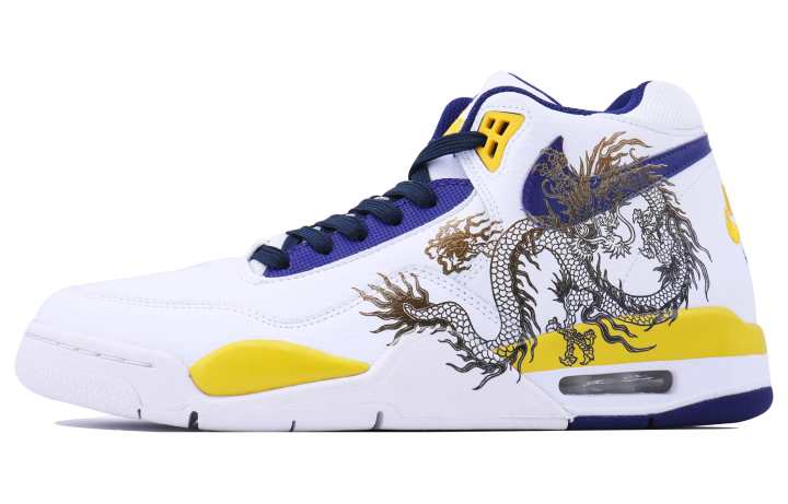Nike Nike Flight Legacy Zhenlin SDS Mid top Vintage Basketball Shoes Men's White Blue Yellow