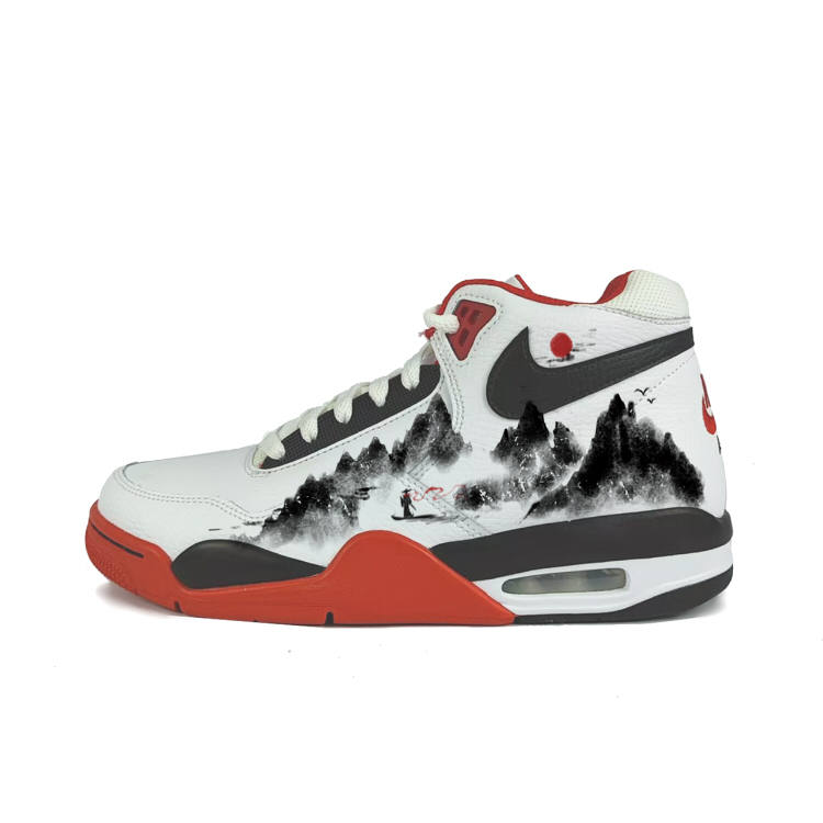 Nike Nike Flight Legacy Slip Resistant Abrasion Resistant Mid top Vintage Basketball Shoes Unisex Red White