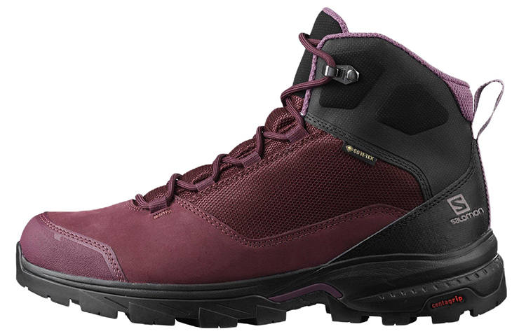 SALOMON Outward Gore Te Abrasion Resistant High top Hiking Shoes Women's Burgundy