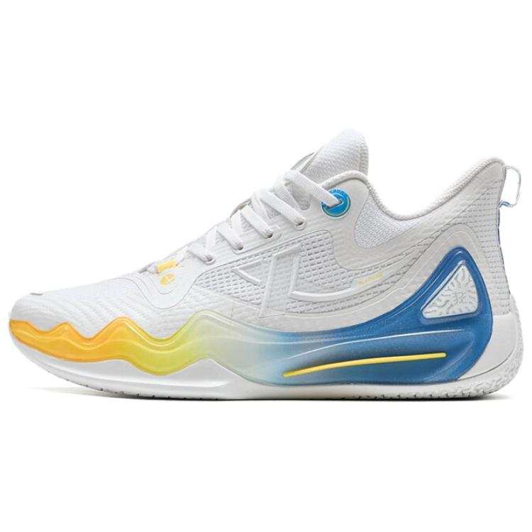 XTEP Slip Resistant Abrasion Resistant Mid top Basketball Shoes Men's White Blue