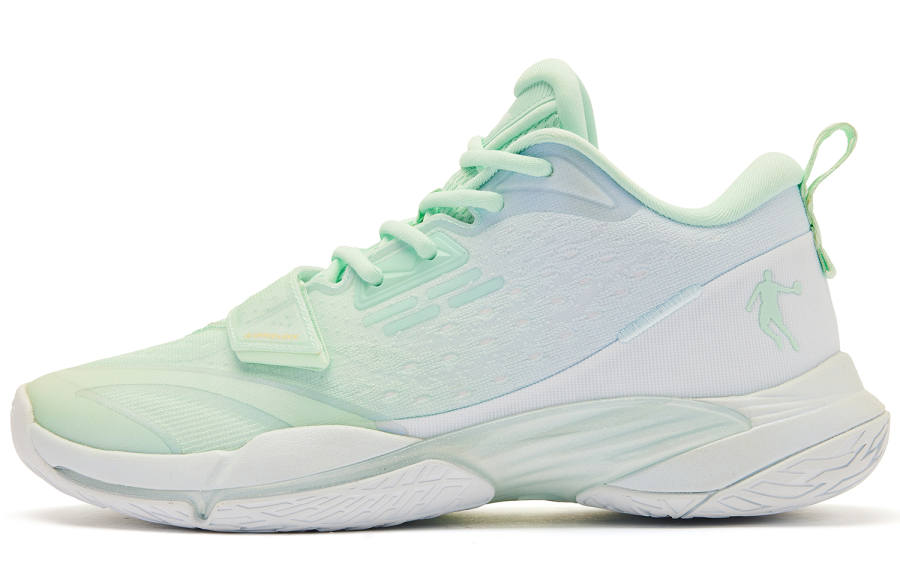 QIAODAN Wind Blade Fly By Q KUNGFU LIGHT Cushioning Slip Resistant Low top Basketball Shoes Men's Green White