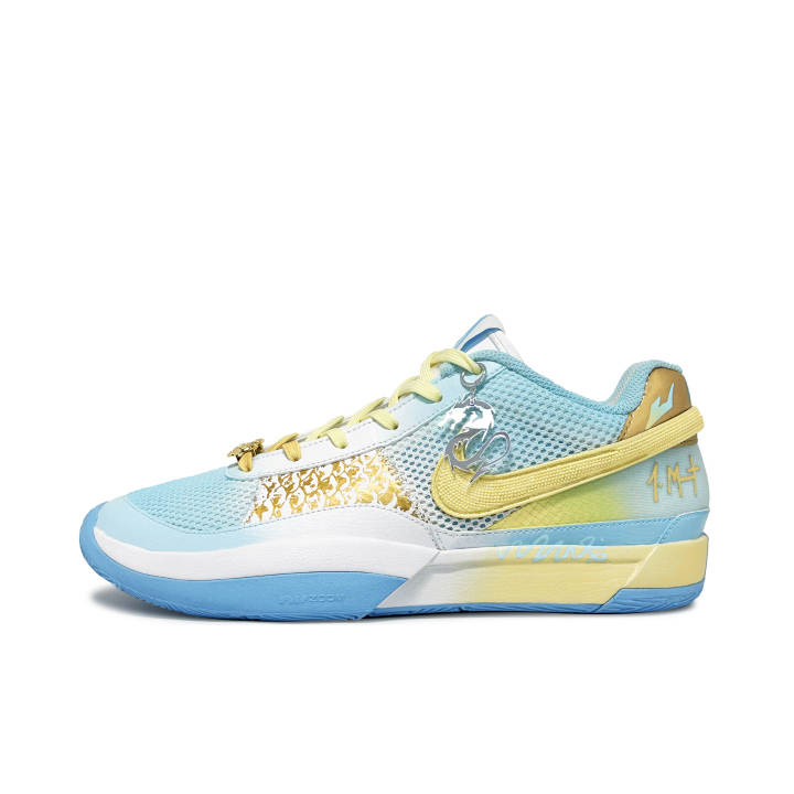 Nike Nike Ja 1 Cushioning Slip Resistant Cushioning Slip Resistant Low top Basketball Shoes Unisex Blue White Gold