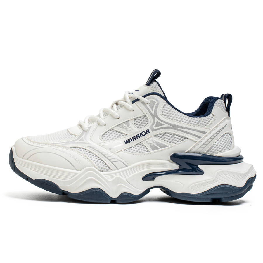WARRIOR WARRIOR Chunky Sneakers Men's Low Top White/Dark Blue/Beige Gray/Dark Blue/Black