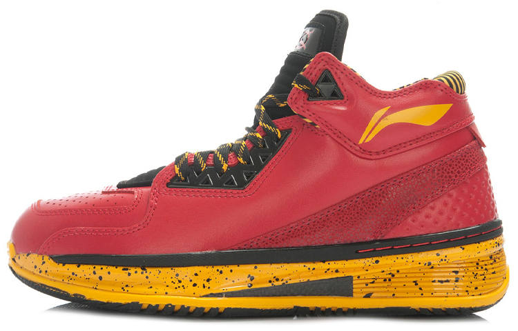 Li-Ning Li Ning WOW 2 Cushioning Rebound And Wear resistant Mid top Basketball Shoes Men's Red Yellow Gray