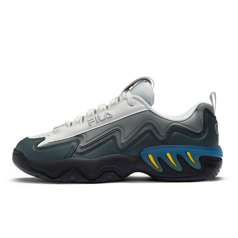 FILA FUSION Low top Vintage Basketball Shoes Men's Urban Gray White Medium White