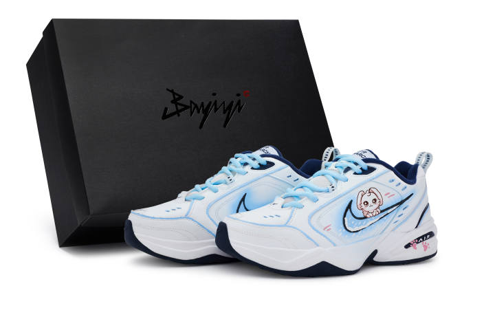Nike Nike Air Monarch 4 811 Manufacturing, Snow Bunny, Special Shoe Box Low top Chunky Sneakers Unisex White Blue