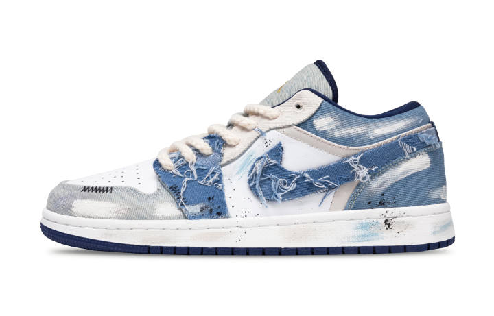 Jordan Jordan Air Jordan 1 Distressed Denim Slip Resistant Abrasion Resistant Slip Resistant Abrasion Resistant Low top