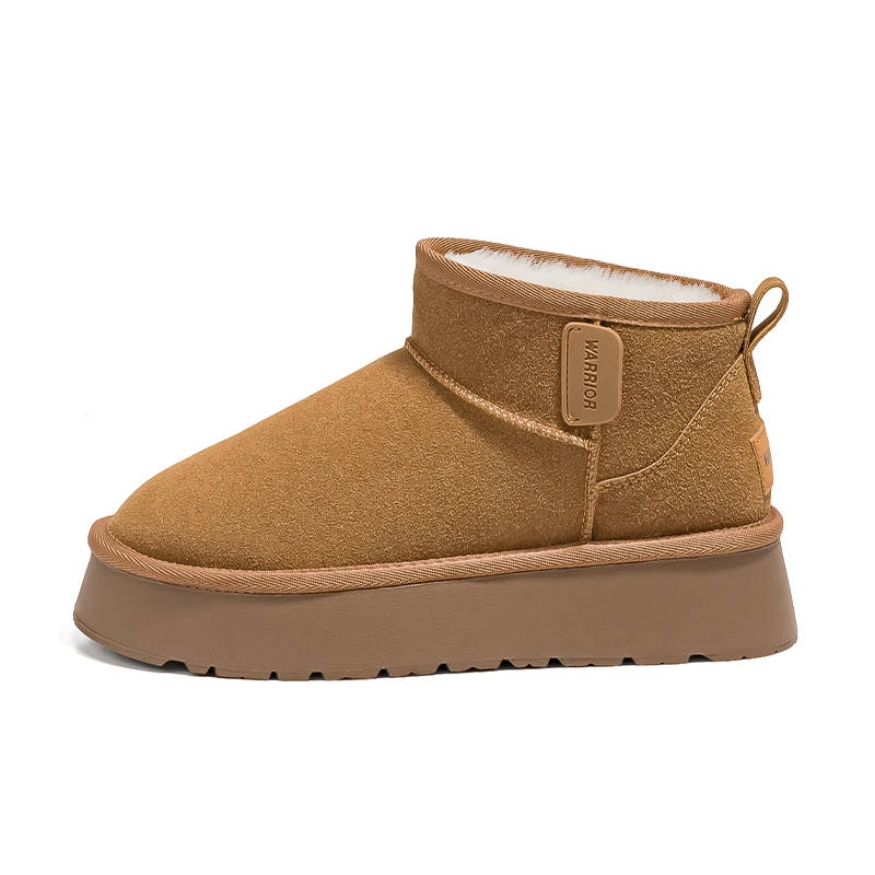 WARRIOR Warrior Cow Split Leather Snow Boots Women's Camel