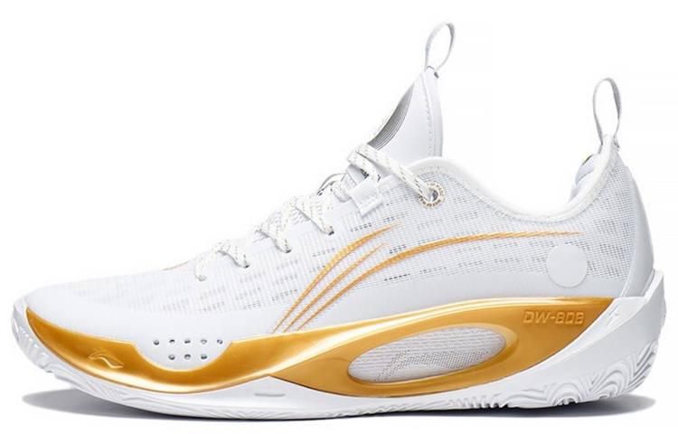 Li-Ning Li Ning Wade 808 2 Dynasty Abrasion Resistant Low top Basketball Shoes Men's White Gold