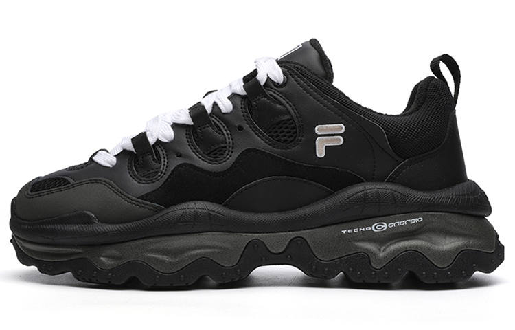 FILA FUSION QD96 Synthetic Leather, Textile Low top Chunky Sneakers Men's Black