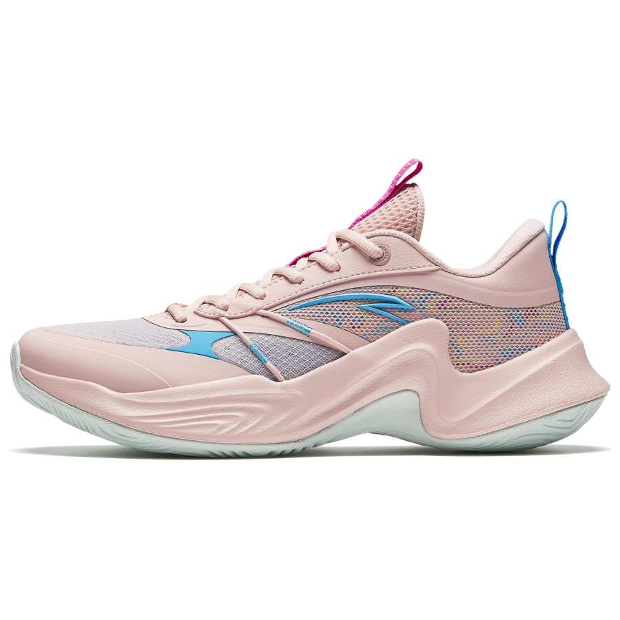 Anta Heatwave Collection Heatwave Slip Resistant Abrasion Resistant Low top Basketball Shoes Men's Pink Blue