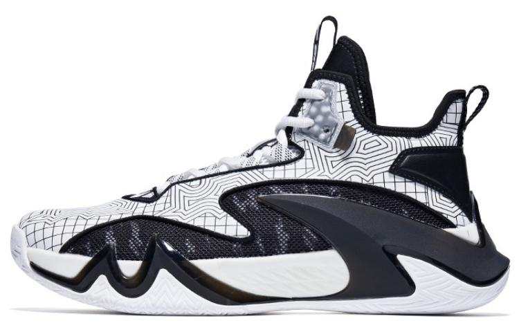 QIAODAN Thorn TD Cushioning Slip Resistant High top Basketball Shoes Men's Black White