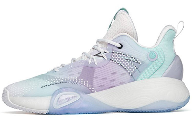 ANTA Bubble Bomb Basketball Shoes Men's Low Top Shallow Beach Green/Ivory White/Lotus Purple