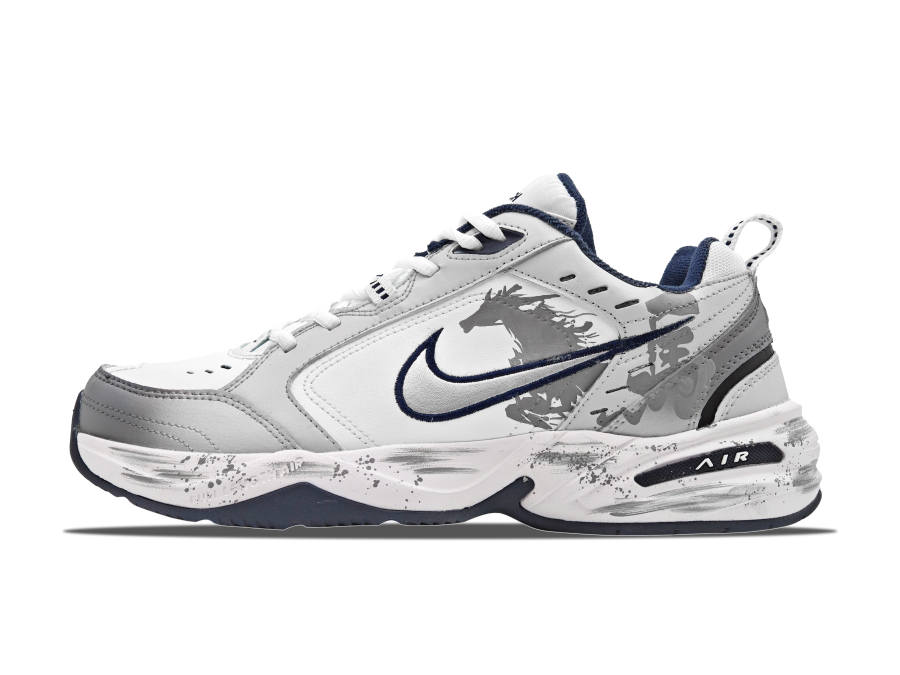 Nike Nike Air Monarch 4 Textile, Leather Abrasion Resistant Low top Chunky Sneakers Unisex Black White