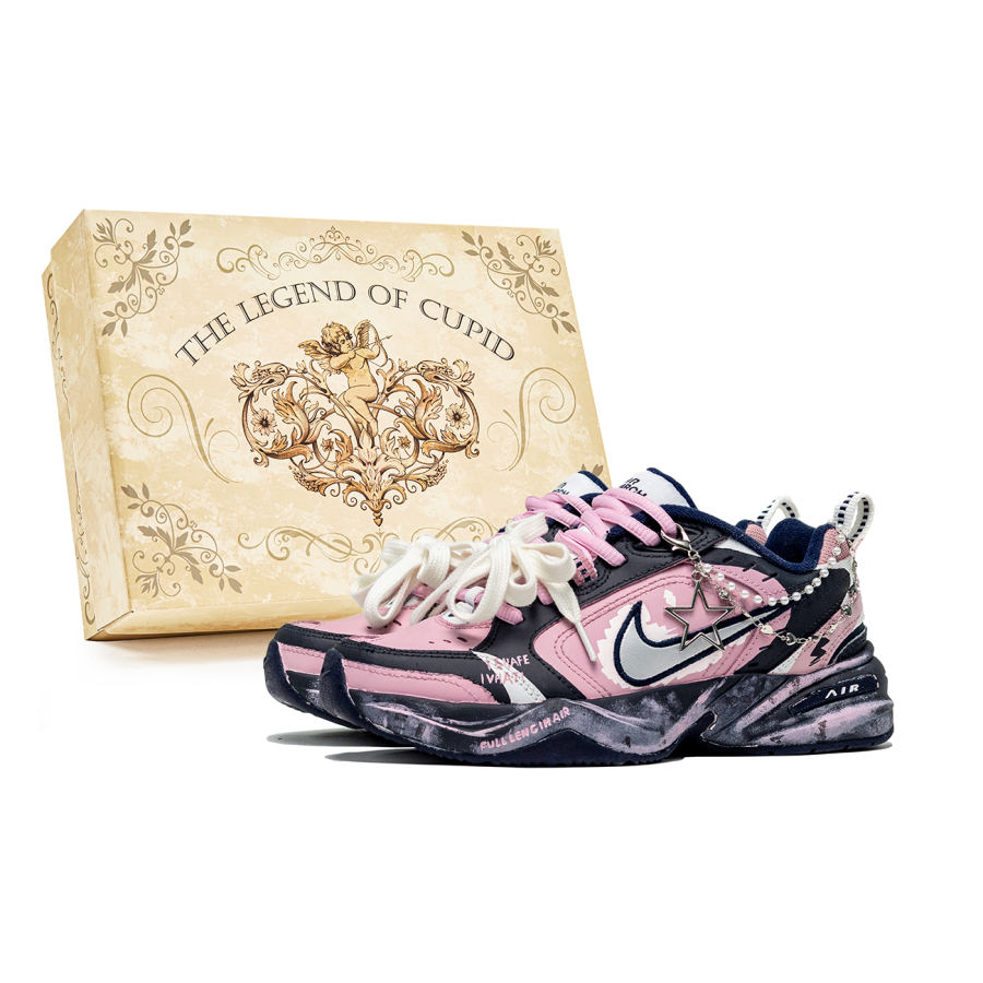Nike Nike Air Monarch 4 P.M.S Box, Enchanting Villain Slip Resistant Low top Chunky Sneakers Unisex Pink Black