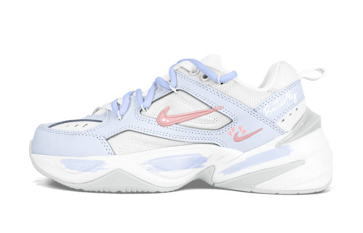 Nike Nike M2K Tekno Tranquil Love Abrasion Resistant Low top Chunky Sneakers Women's White Blue