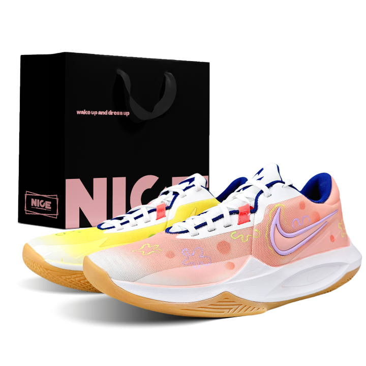 Nike Nike Precision 6 Abrasion Resistant Low top Basketball Shoes Men's Pink Yellow