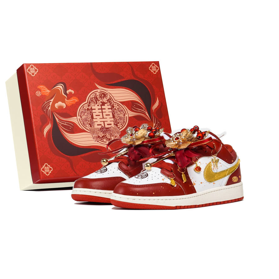 Jordan Jordan Air Jordan 1 Horse Year Limited, Newlywed Couple Shoes, Good Fortune And Prosperity Abrasion Resistant