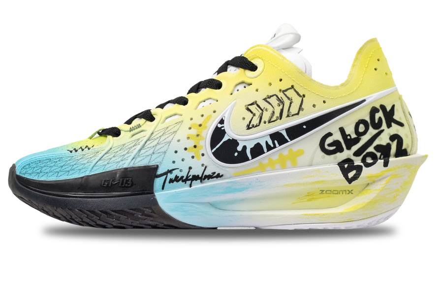 Nike Nike Air Zoom GT Cut Radiant Radiance Cushioning Abrasion Resistant Balance Low top Basketball Shoes Unisex Blue Yellow