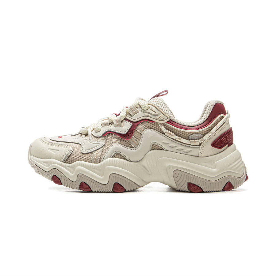 Li-Ning Li Ning Cat Paw Lite 2 Slip Resistant Abrasion Resistant Low top Chunky Sneakers Women's Beige