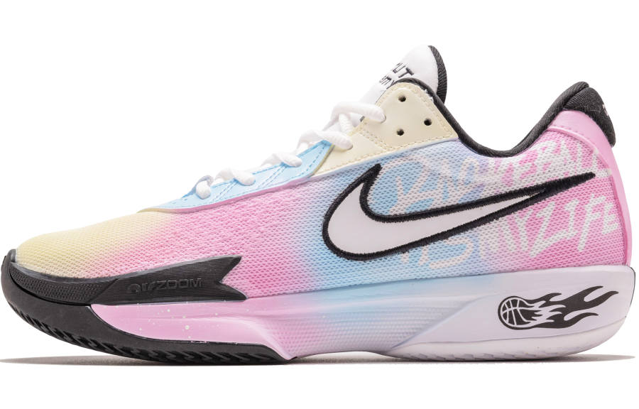 Nike Nike Air Zoom GT Cut Cushioning Abrasion Resistant Breathable Low top Basketball Shoes Unisex Pink Blue