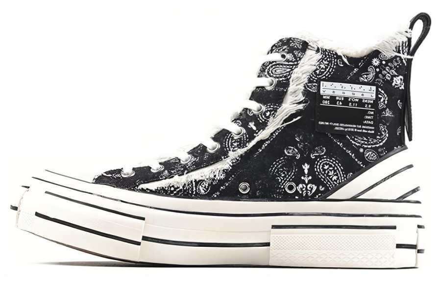 XVESSEL High top Canvas Shoes Unisex Black White