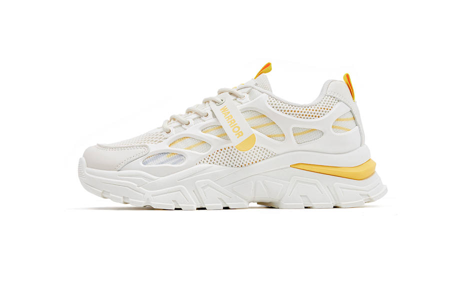 Warrior Slip Resistant, Abrasion Resistant, Height Increasing Low top Chunky Sneakers Women's Beige Yellow