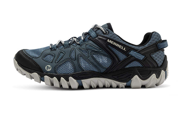 MERRELL All Out Blaze Synthetic Leather, Textile Cushioning Slip Resistant Quick Dry Low top Outdoor Shoes Men's Blue