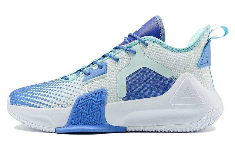 PEAK Slip Resistant Abrasion Resistant Cushioning Mid top Basketball Shoes Men's Blue Green
